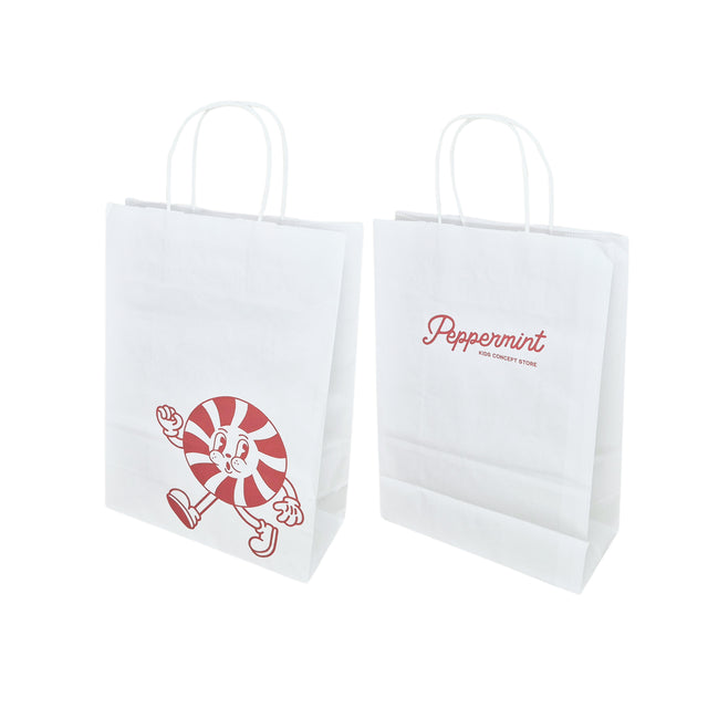 WHITE kraft paper bag with twisted paper handles 18 x 24(H) x 7cm