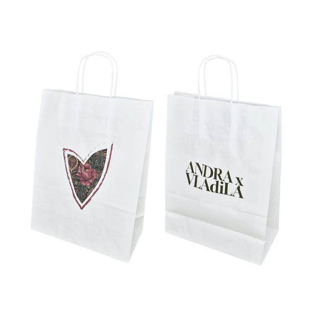WHITE kraft paper bag with twisted paper handles 18 x 24(H) x 7cm