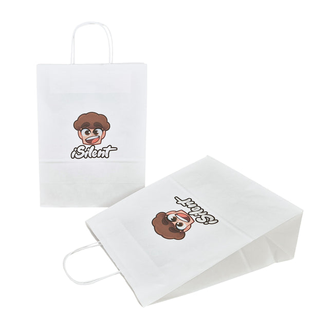 WHITE kraft paper bag with twisted paper handles 18 x 24(H) x 7cm