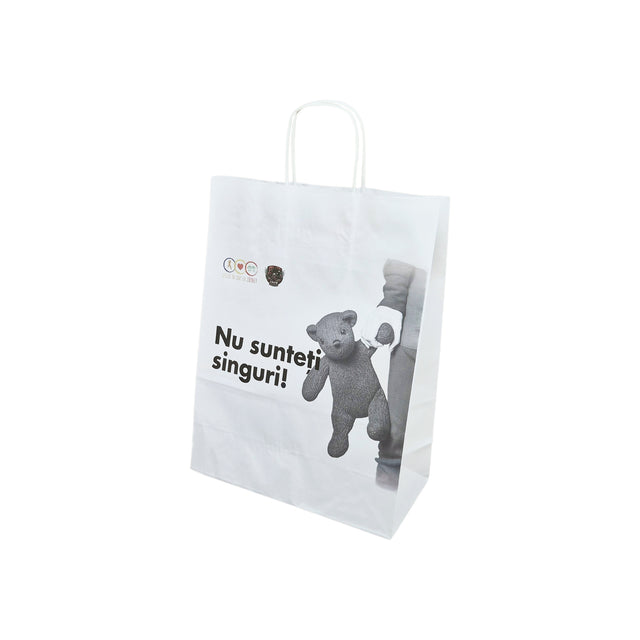 WHITE kraft paper bag with twisted paper handles 18 x 24(H) x 7cm