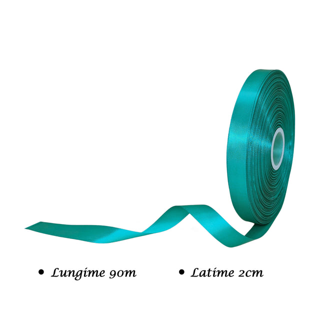 Panglică Dublu Satinată VERDE TURCOAZ 2cm x 90m