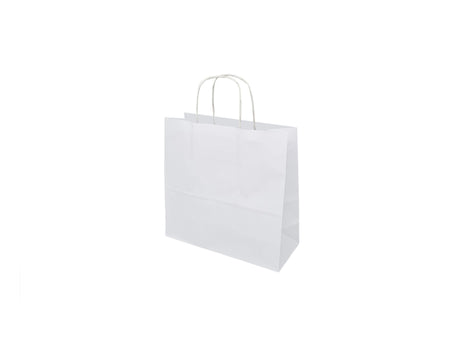 Punga de hartie Alba cu manere din hartie rasucita 27 x 26