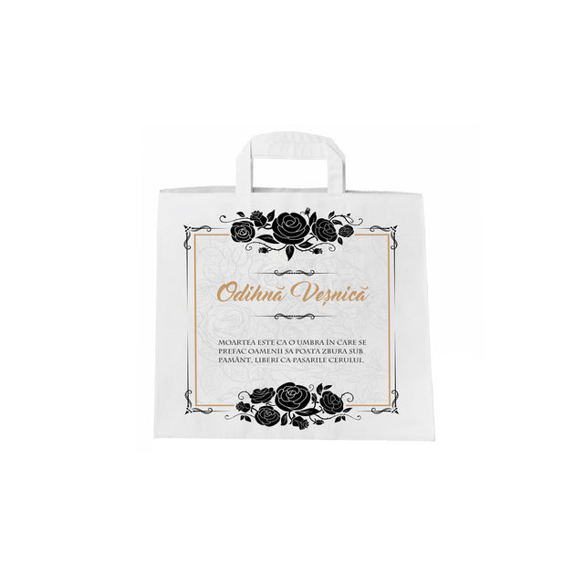 WHITE kraft paper bag for funerals, commemorations, burials - Model 7 26 x 26(H) x 17cm