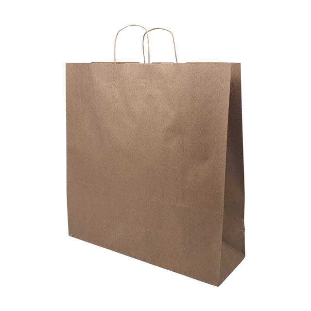 Pungă hârtie kraft NATUR cu mânere din hârtie răsucită 46 x 49(H) x 16cm
