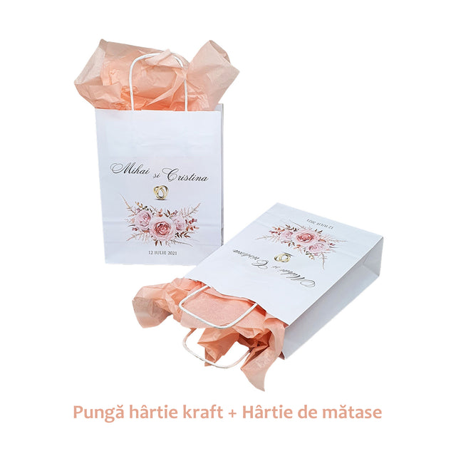 Pungi de Hârtie cu Modele de Nuntă - Model 4 18 x 22(H) x 8cm
