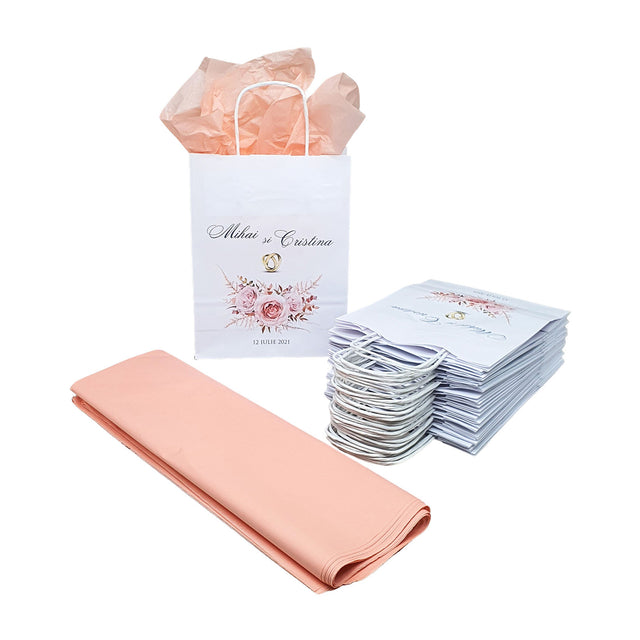 Pungi de Hârtie cu Modele de Nuntă - Model 4 18 x 22(H) x 8cm