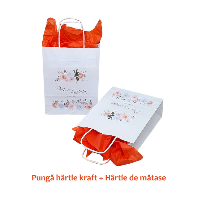 Pungi de Hârtie cu Modele de Nuntă - Model 7 18 x 22(H) x 8cm