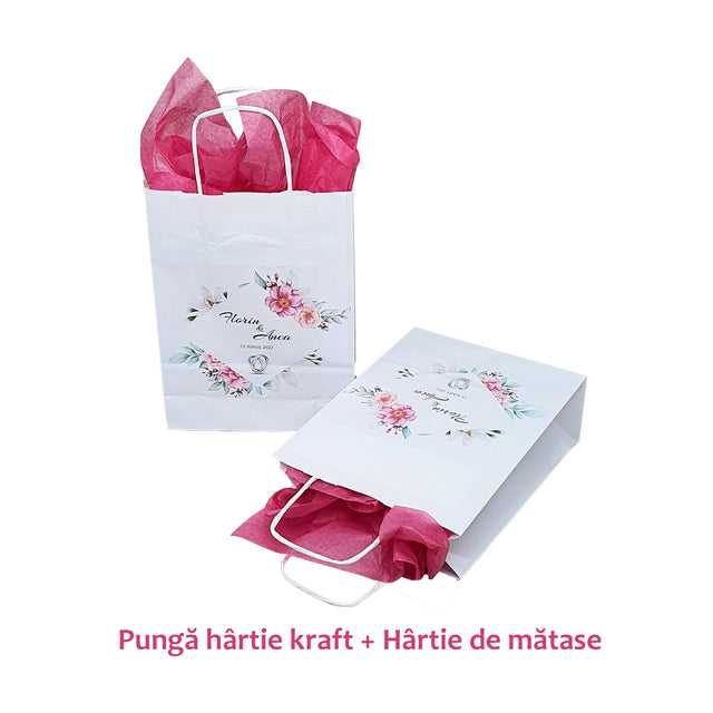 Pungi de Hârtie cu Modele de Nuntă - Model 9 18 x 22(H) x 8cm