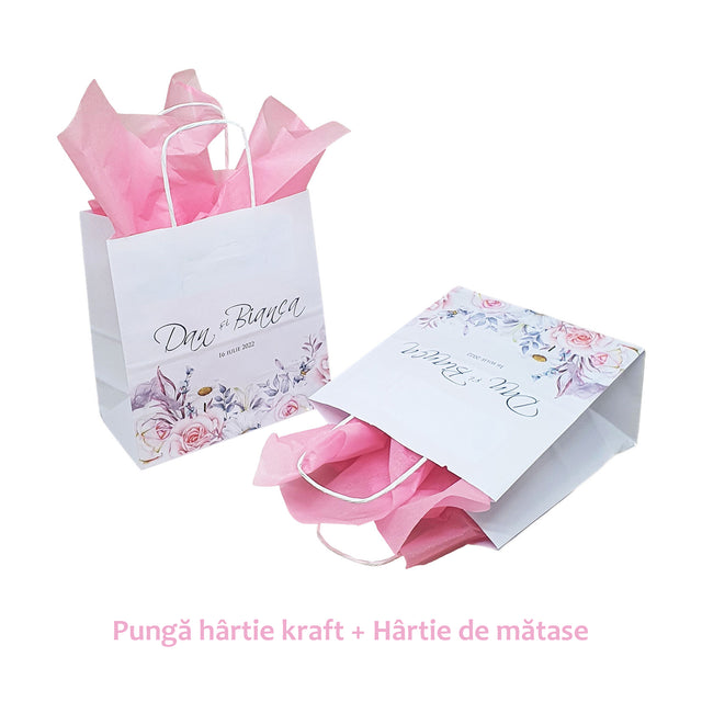 Pungi de Hârtie cu Modele de Nuntă - Model 13 20 x 21(H) x 10cm