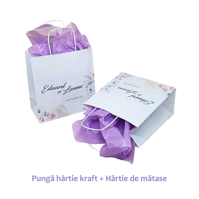Pungi de Hârtie cu Modele de Nuntă - Model 14 20 x 21(H) x 10cm