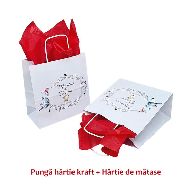 Pungi de Hârtie cu Modele de Nuntă - Model 17 20 x 21(H) x 10cm