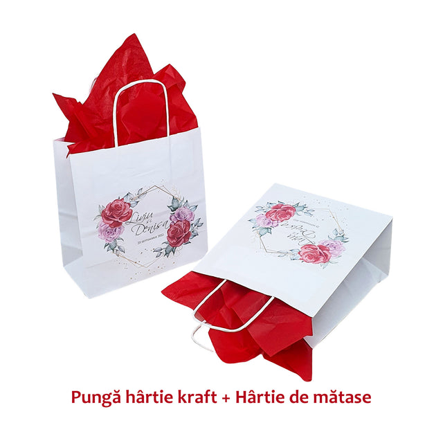Pungi de Hârtie cu Modele de Nuntă - Model 2 20 x 21(H) x 10cm