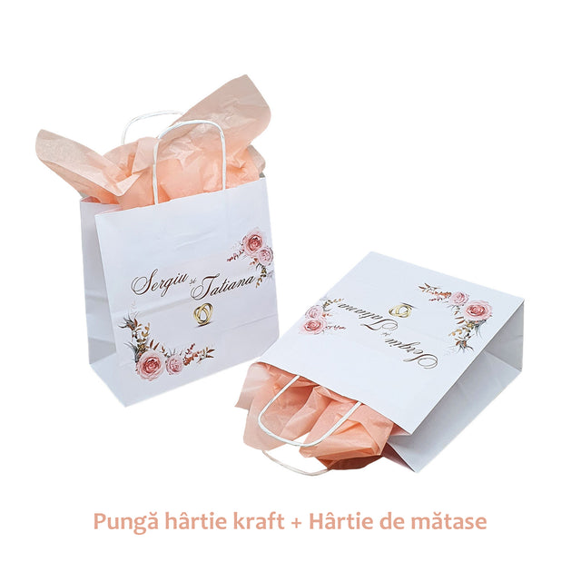 Pungi de Hârtie cu Modele de Nuntă - Model 3 20 x 21(H) x 10cm