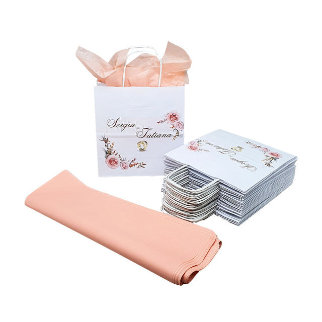 Pungi de Hârtie cu Modele de Nuntă - Model 3 20 x 21(H) x 10cm