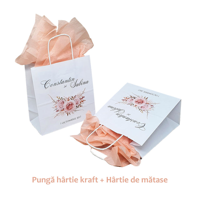 Pungi de Hârtie cu Modele de Nuntă - Model 4 20 x 21(H) x 10cm