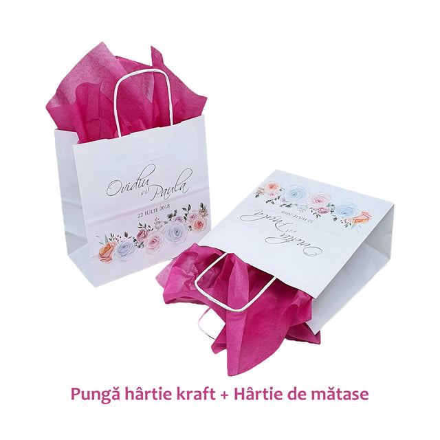 Pungi de Hârtie cu Modele de Nuntă - Model 7 20 x 21(H) x 10cm
