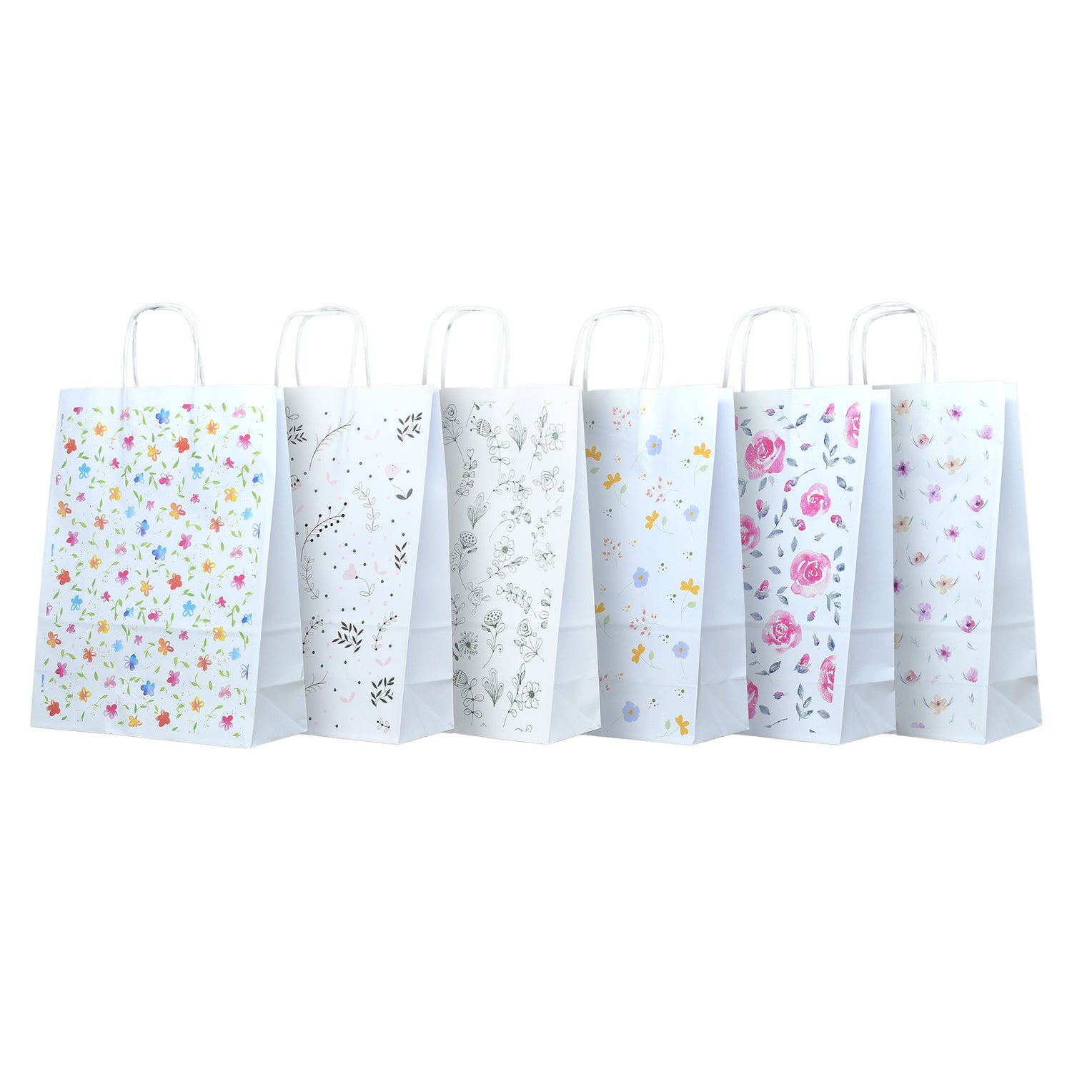 Pungă Hârtie Kraft cu Model 10 Floral 18 x 24(H) x 7cm