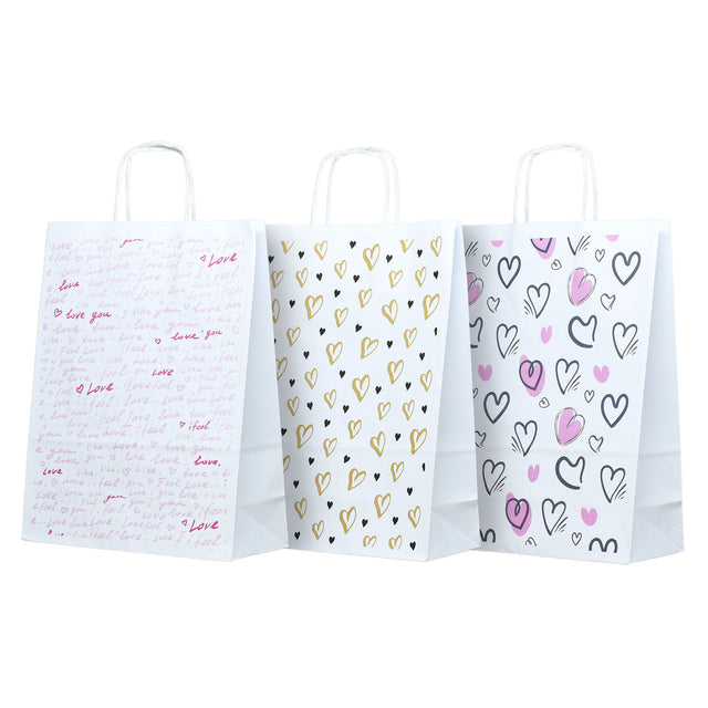 Pungă Hârtie Kraft cu Model 3 Love 24 x 31(H) x 10cm