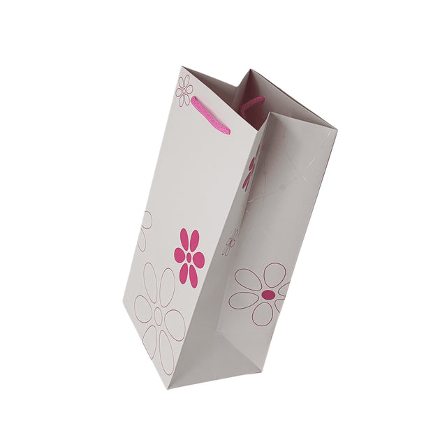 Pungă hârtie ROZ pentru flori (ORHIDEE) cu mânere din șnur textil 16 x 33(H) x 13cm