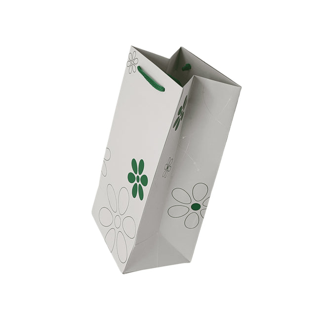 Pungă hârtie VERDE pentru flori (ORHIDEE) cu mânere din șnur textil 16 x 33(H) x 13cm