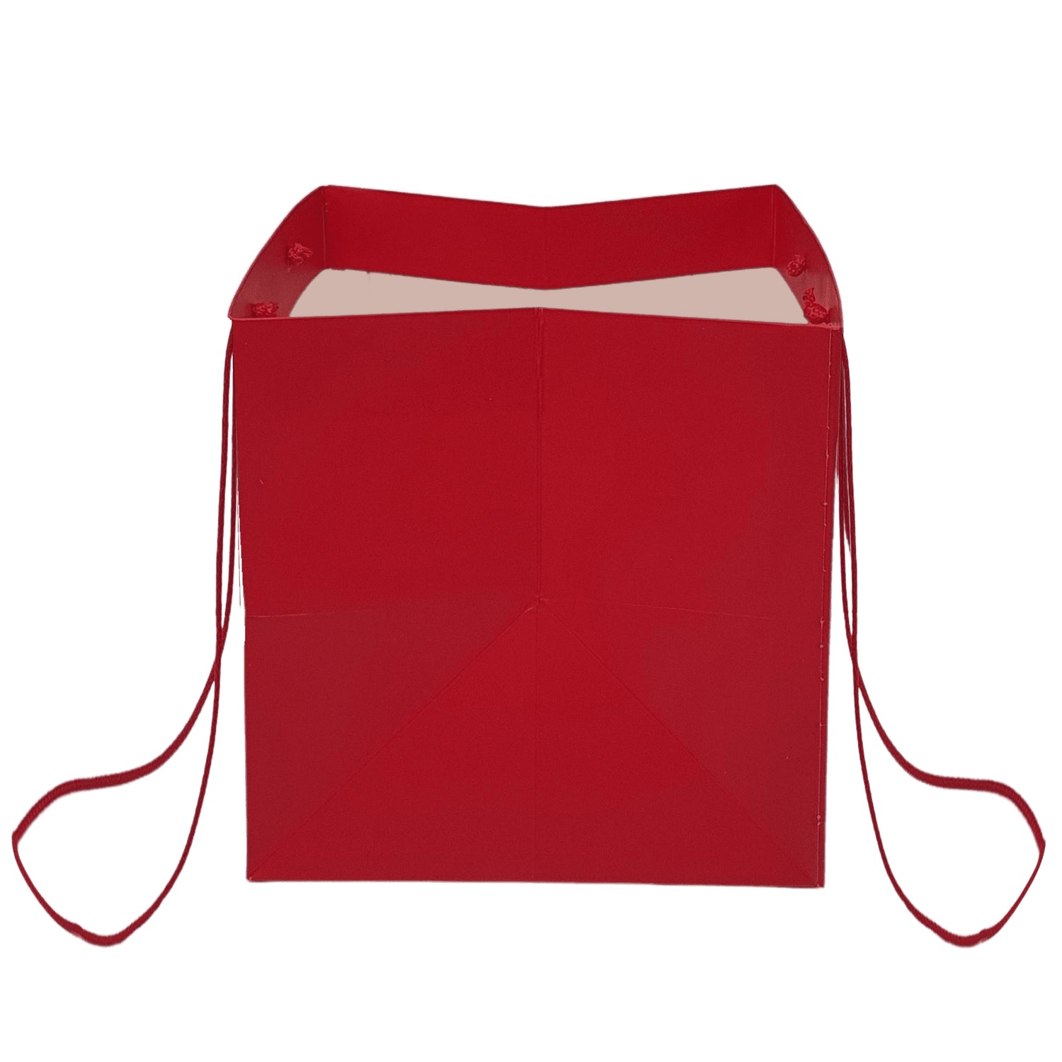 Pungă hârtie ROȘIE pentru flori cu mânere din șnur textil 30 x 25(H) x 27cm