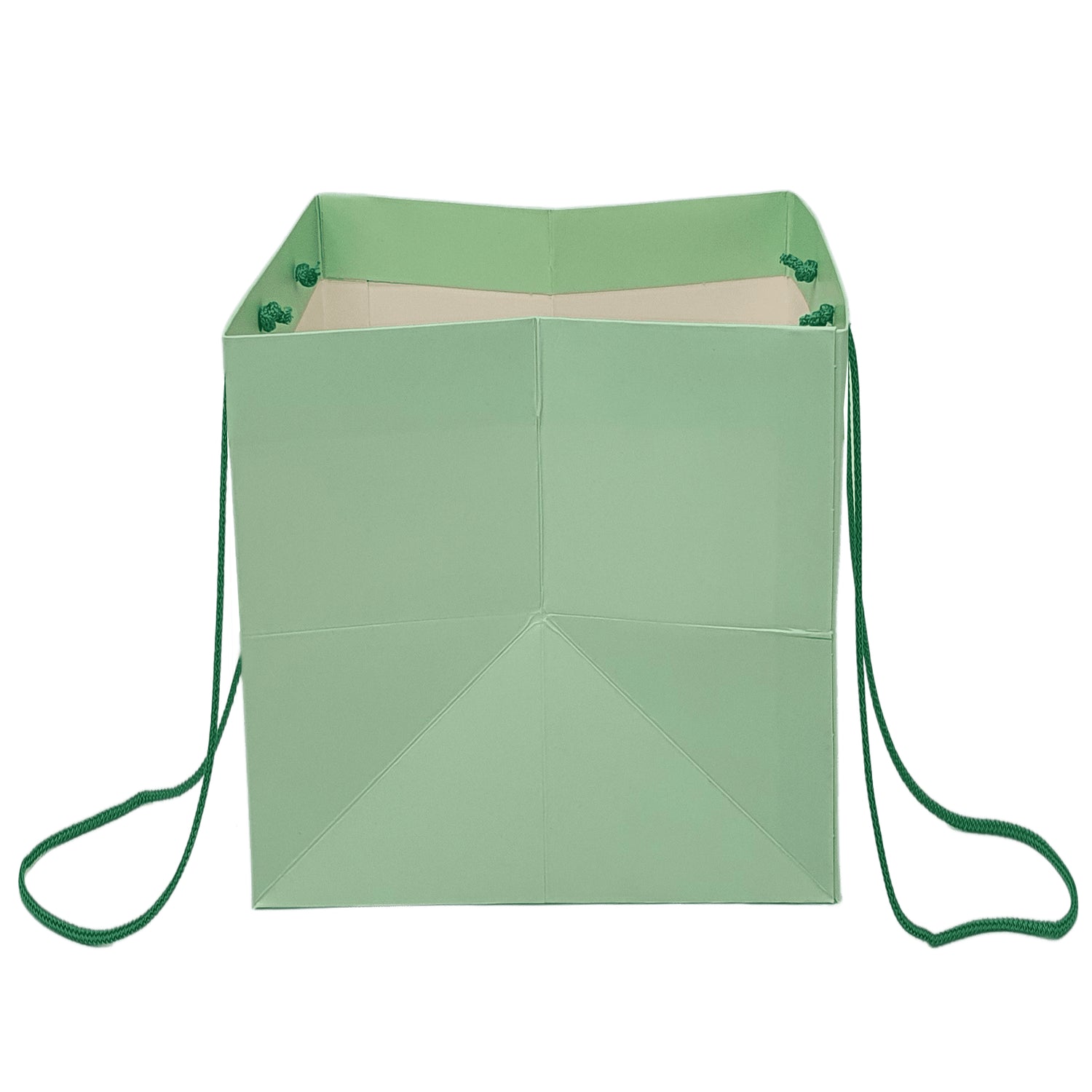 Pungă hârtie VERDE PAL pentru flori cu mânere din șnur textil 30 x 25(H) x 27cm