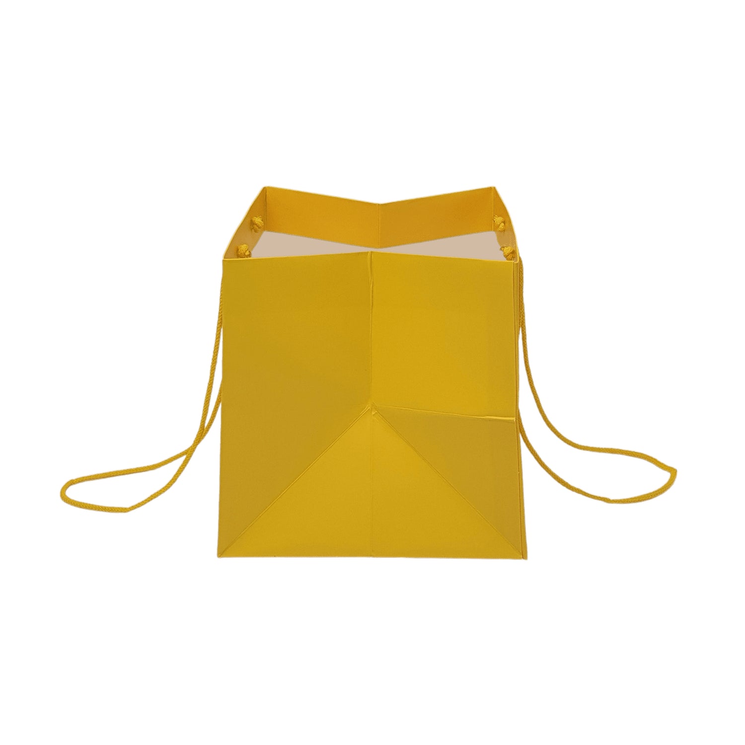 Pungă hârtie GALBENĂ pentru flori cu mânere din șnur textil 23 x 20(H) x 20cm