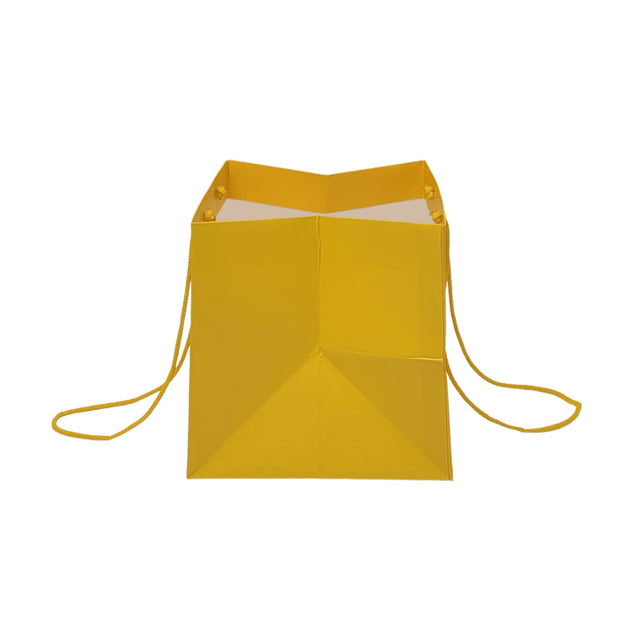 Pungă hârtie GALBENĂ pentru flori cu mânere din șnur textil 23 x 20(H) x 20cm
