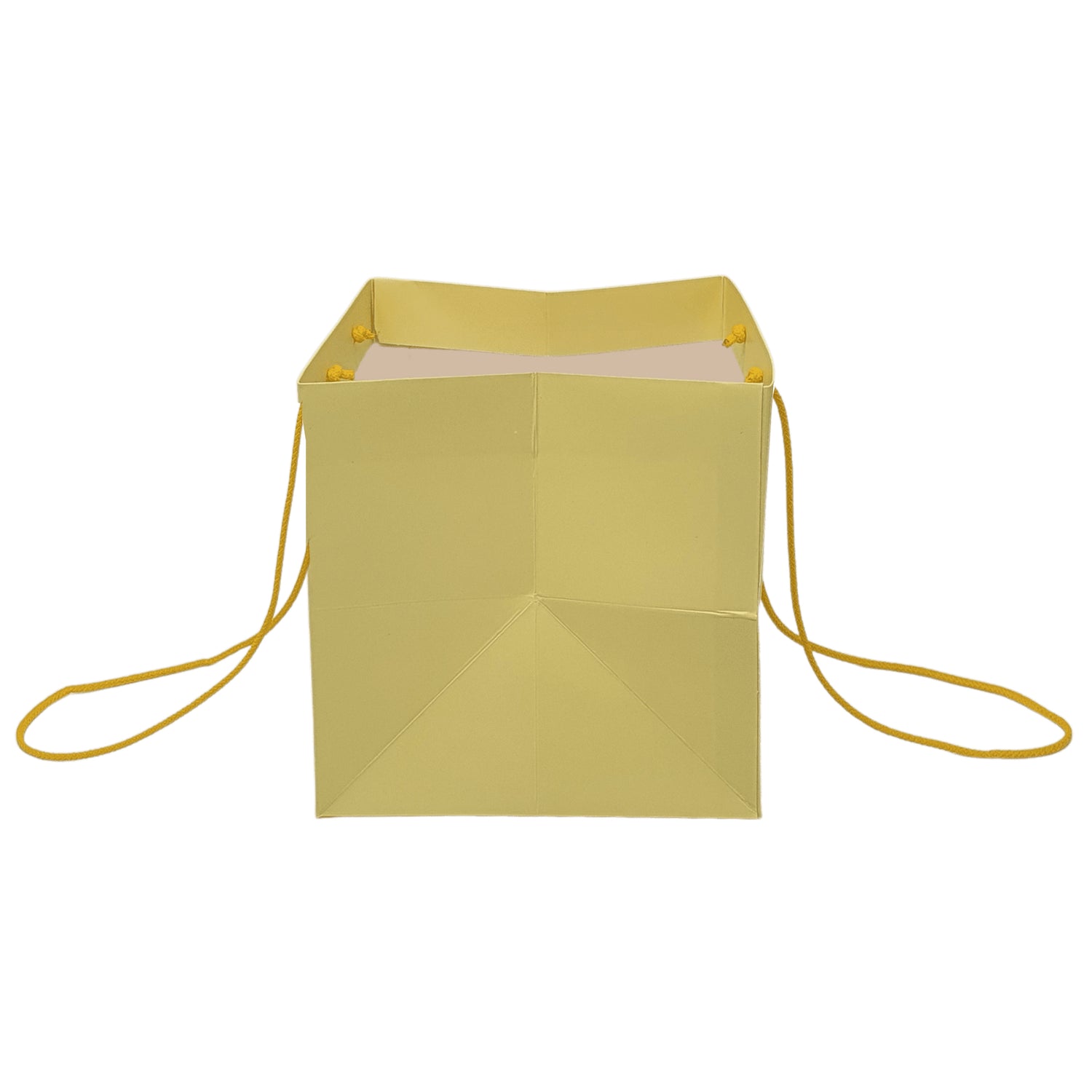 Pungă hârtie GALBEN PAL pentru flori cu mânere din șnur textil 23 x 20(H) x 20cm