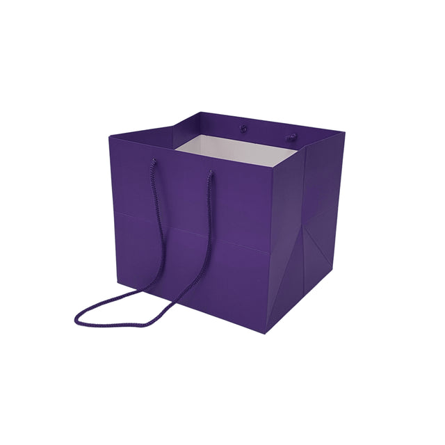 Pungă hârtie MOV pentru flori cu mânere din șnur textil 23 x 20(H) x 20cm