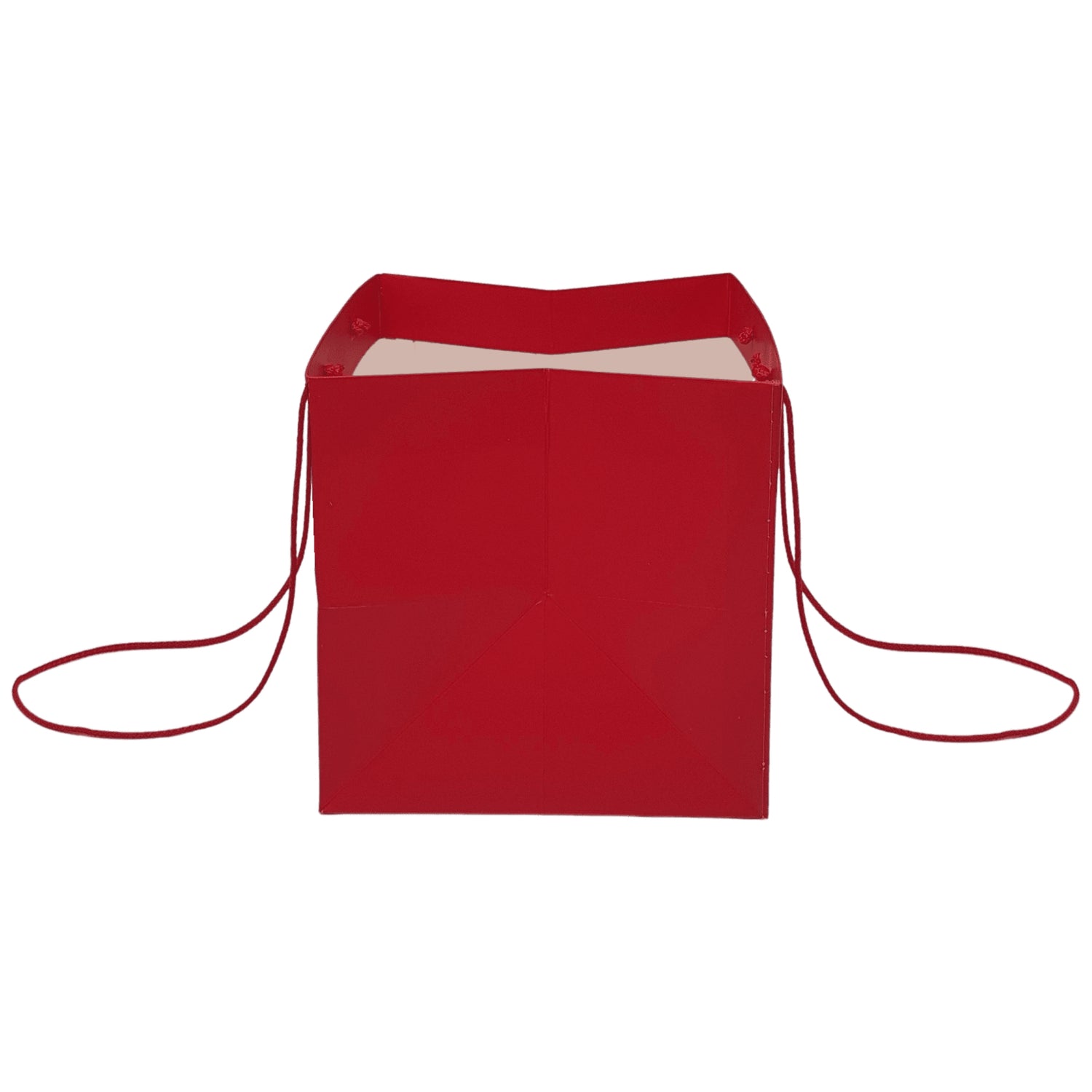 Pungă hârtie ROȘIE pentru flori cu mânere din șnur textil 23 x 20(H) x 20cm