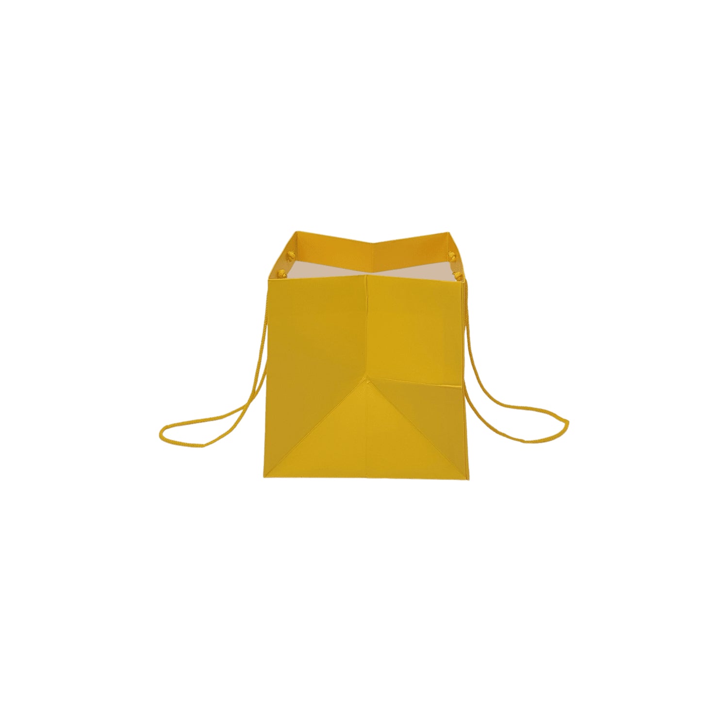Pungă hârtie GALBENĂ pentru flori cu mânere din șnur textil 16 x 17(H) x 15cm