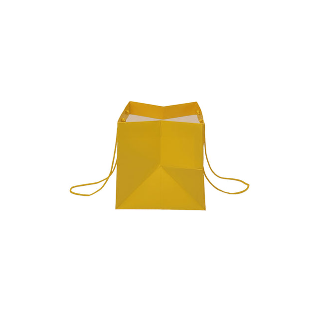 Pungă hârtie GALBENĂ pentru flori cu mânere din șnur textil 16 x 17(H) x 15cm