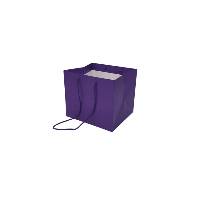 Pungă hârtie MOV pentru flori cu mânere din șnur textil 16 x 17(H) x 15cm