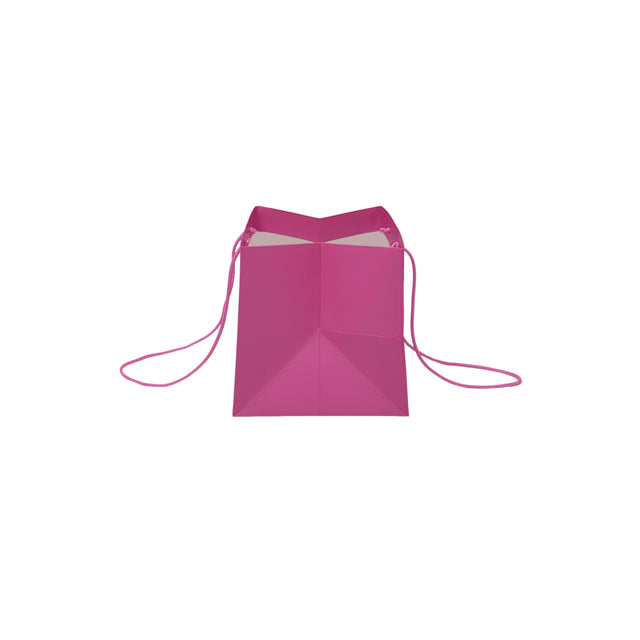 Pungă hârtie ROZ pentru flori cu mânere din șnur textil 16 x 17(H) x 15cm