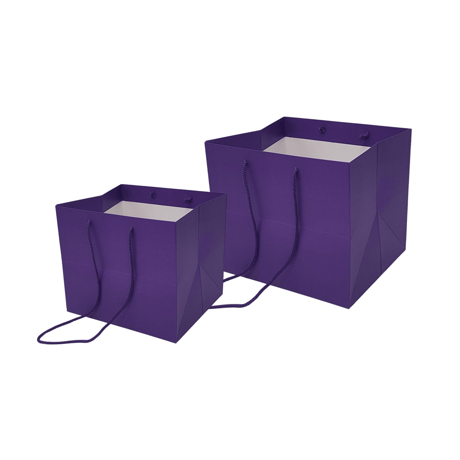 Pungă hârtie MOV pentru flori cu mânere din șnur textil 23 x 20(H) x 20cm