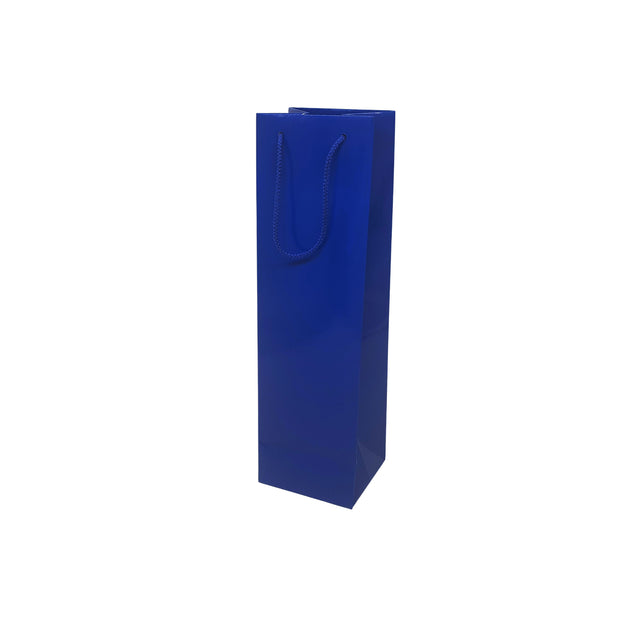 BLUE premium paper bottle bag - glossy 11 x 36(H) x 10cm