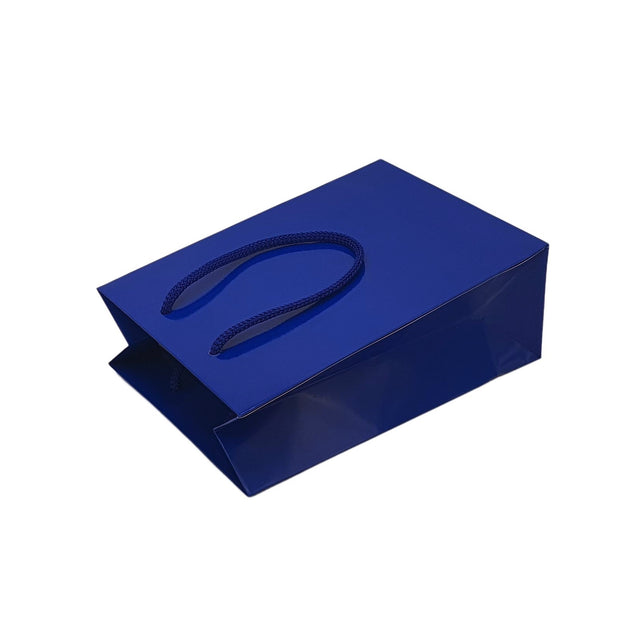 Pungă ALBASTRĂ din hârtie premium cu mânere din șnur textil 24 x 36(H) x 10cm