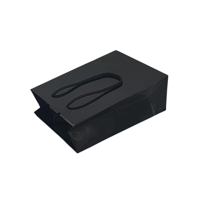 Pungă NEAGRĂ din hârtie premium cu mânere din șnur textil 24 x 36(H) x 10cm