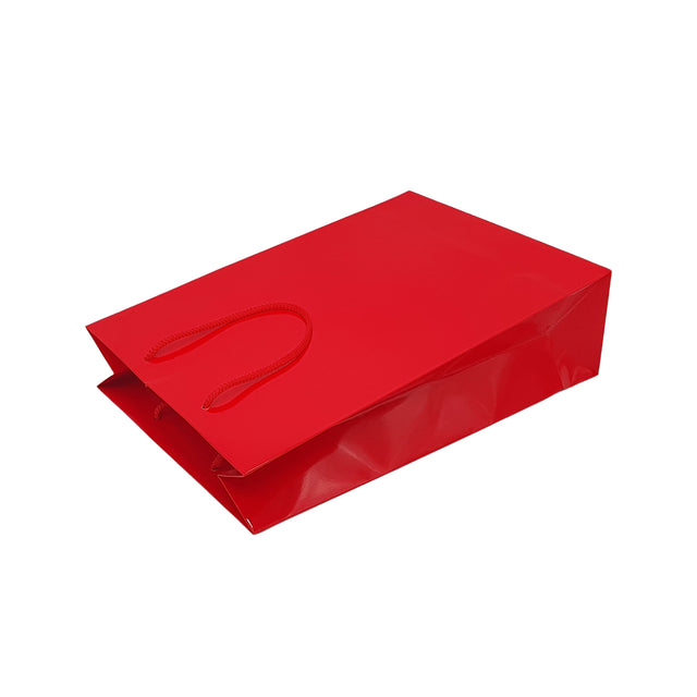 RED premium paper bag with textile string handles 32 x 40(H) x 12cm