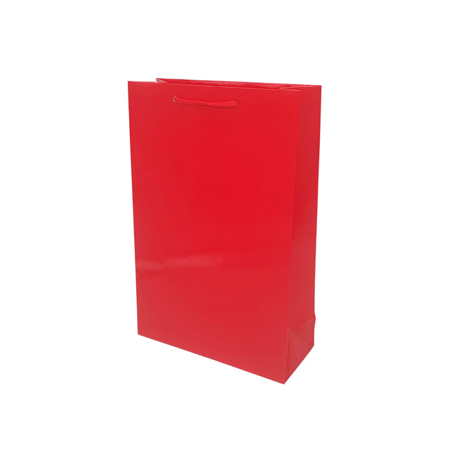 RED premium paper bag with textile string handles 32 x 40(H) x 12cm