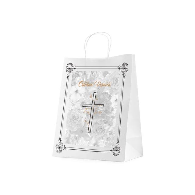 WHITE kraft paper bag for funerals, commemorations, burials - Model 8 24 x 31(H) x 10cm