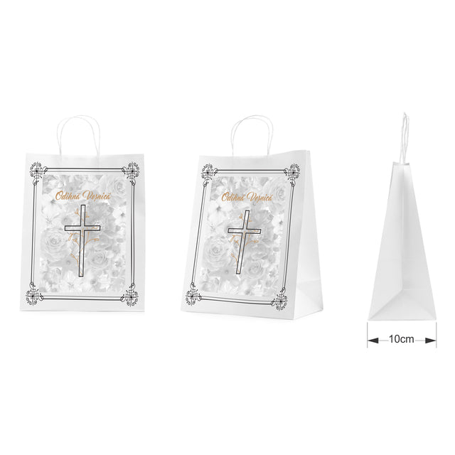 WHITE kraft paper bag for funerals, commemorations, burials - Model 8 24 x 31(H) x 10cm