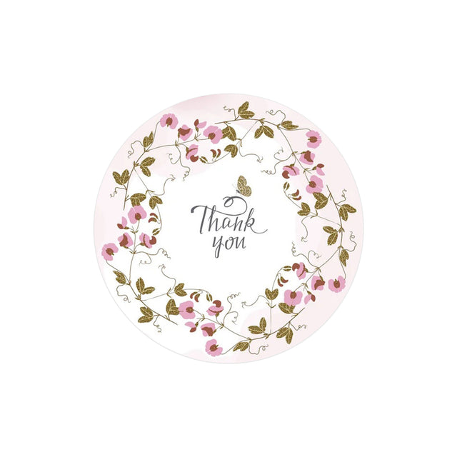 Etichetă autoadezivă/sticker Rotund Model Thank You Vintage Blossom