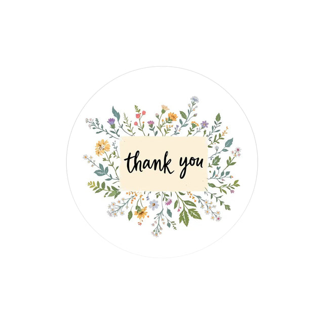 Etichetă autoadezivă/sticker Rotund Model Thank You Wildflower Wreath