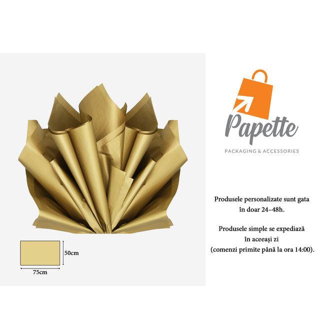 Hârtie de mătase 17g GOLD METALIZED - 50 x 75cm