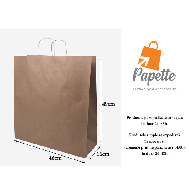 NATURAL kraft paper bag with twisted paper handles 46 x 49(H) x 16cm