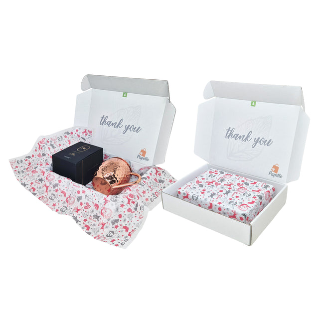 Cutie transport + hartie de matase model Crăciun Santa Party 28gsm – dimensiune 50x75cm