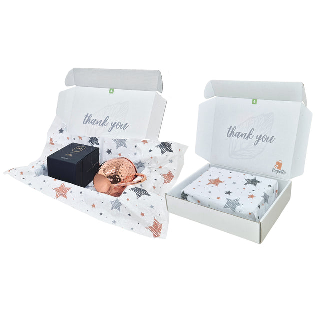 Cutie transport + hartie de matase model Crăciun Star Doodle Night 28gsm – dimensiune 50x75cm