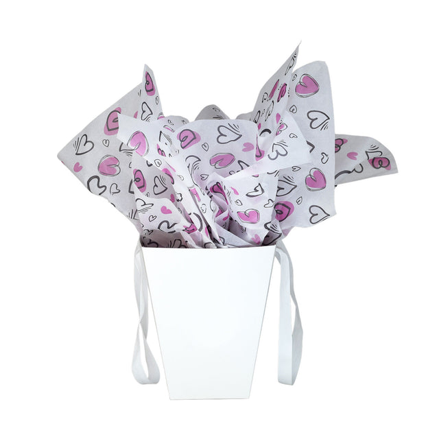 Hârtie de mătase model love Flying Hearts, puse într-o pungă de hârtie, 17g/m² – dimensiune 50x75cm